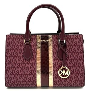 Michael Kors Sheila Medium Center Zip Satchel Bag Ox Blood Multi